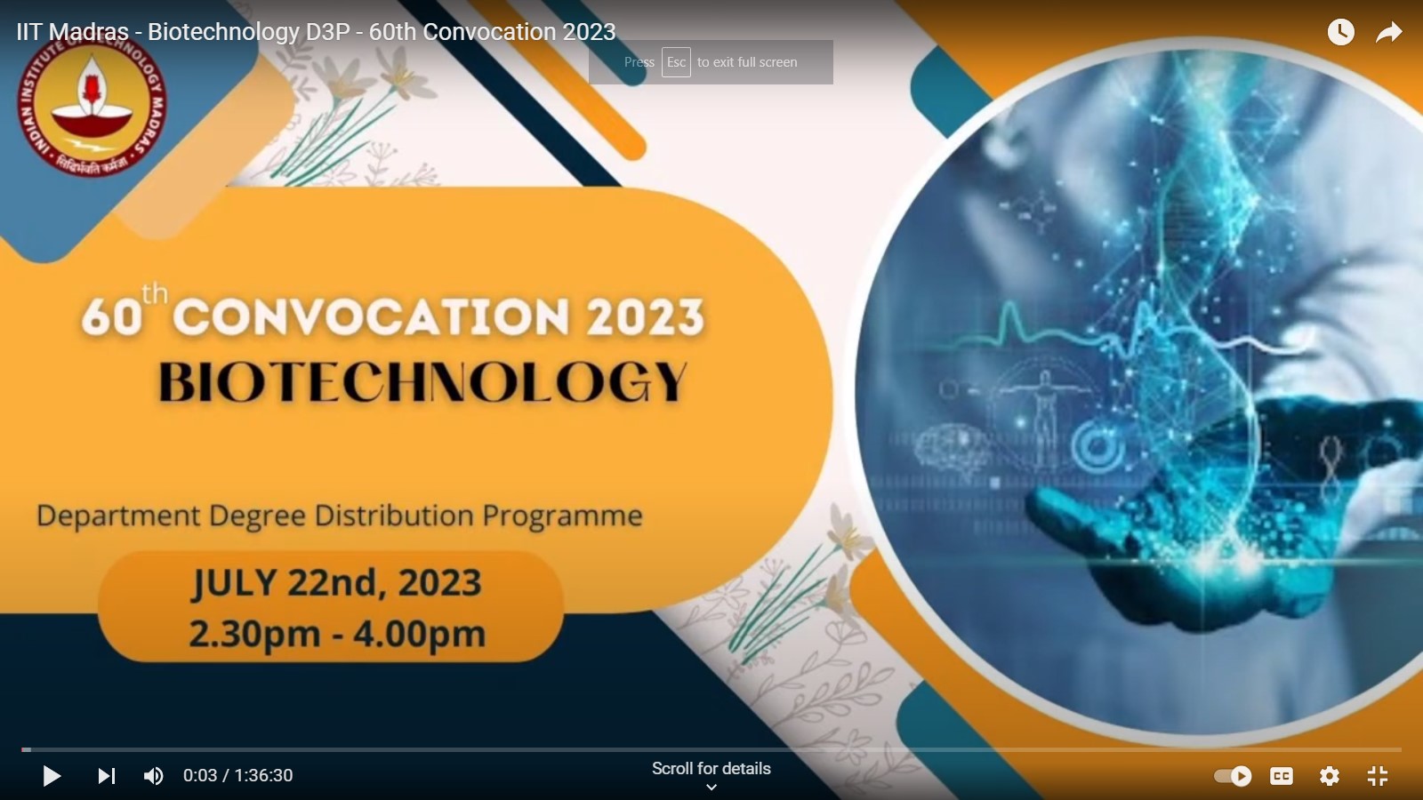 D3P 60thConvocation 2023 | Please click here to view the videos